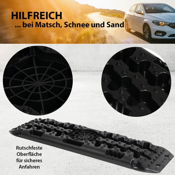 Anfahrhilfe für Matsch, Schnee und Sand mit rutschfester Oberfläche