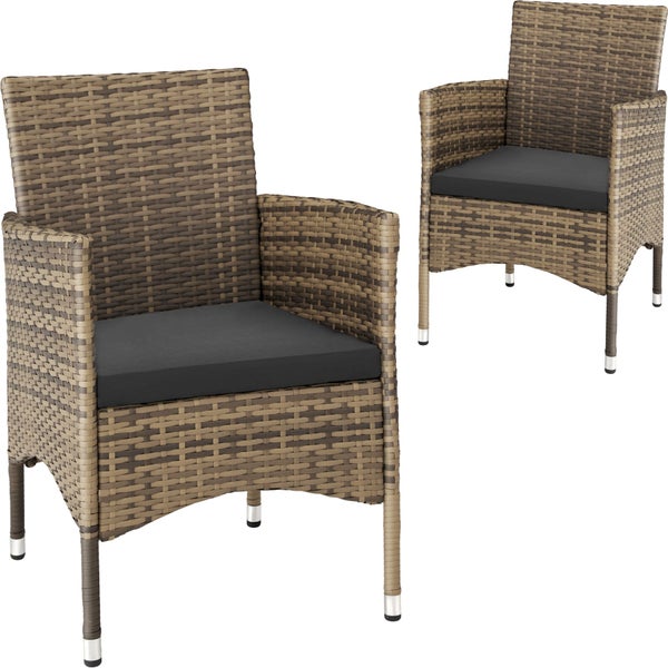 2er Set Rattanstuhl tectake Nantes widerstandsfähig 59 x 57 x 85 cm