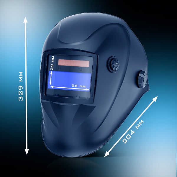 Schweißhelm mit den Maßen 329 mm Höhe und 204 mm Tiefe