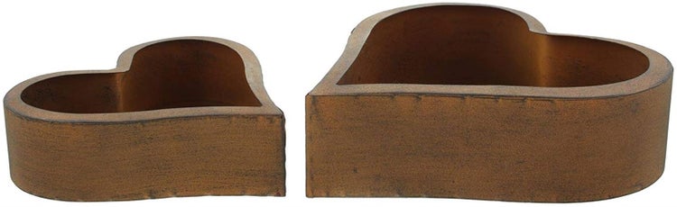 Dekoleidenschaft 2x Pflanzer Herz aus Metall in Rostoptik, Blumentopf für Draußen, Pflanzschale, Gartendeko
