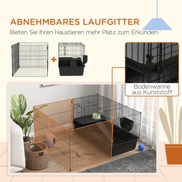PawHut Kleintiergehege, 112,5 x 99 x 54 cm, Stahl, Schwarz