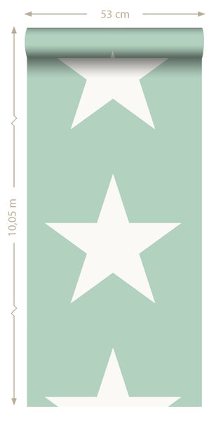 Tapetenrolle mit Sternenmuster und den Maßen 53 cm x 10,05 m.