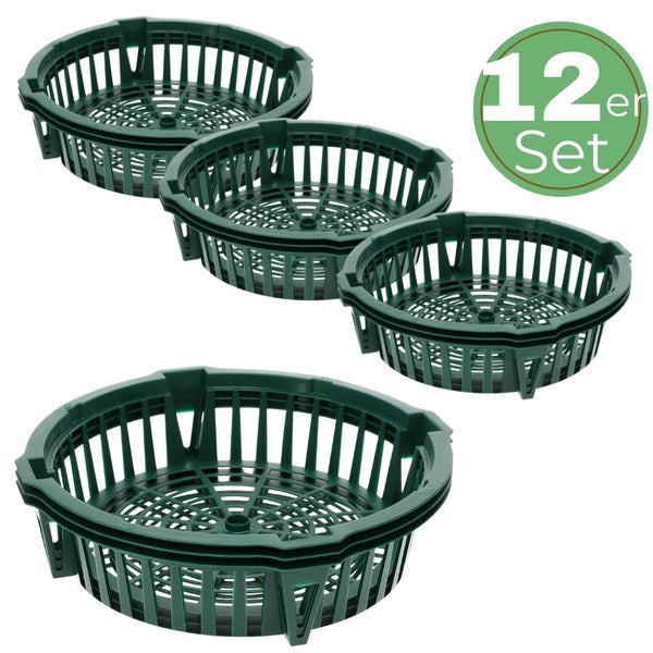 Zwölfer-Set grüne Pflanzkörbe aus Kunststoff