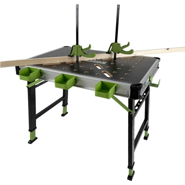 Wolfcraft Werkbank mit Spannsystem und Ablagefächern