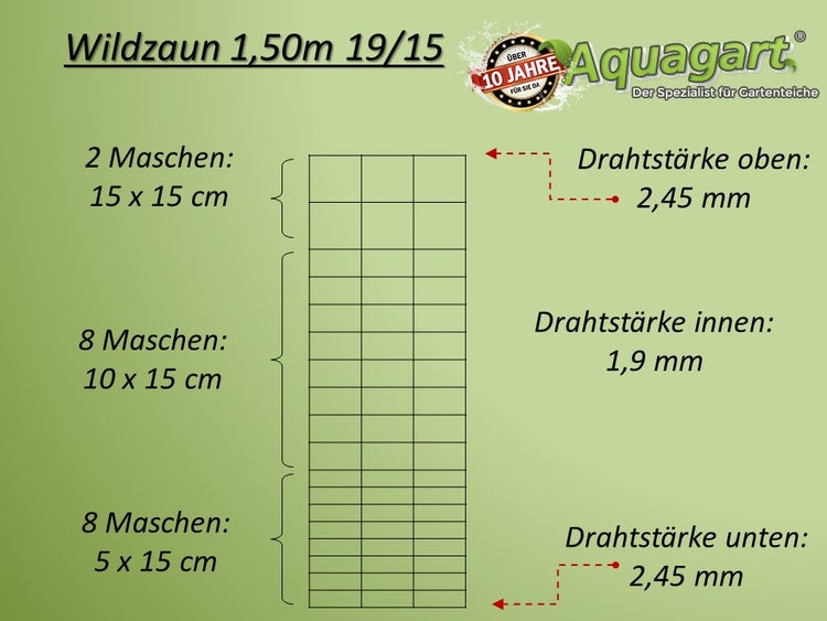 250m Wildzaun Forstzaun Weidezaun Drahtzaun 150/19/15 Schwere Ausführung