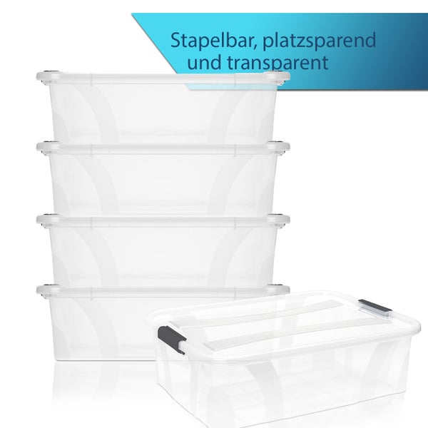BigDean 3er Set Aufbewahrungsbox mit Deckel transparent - 7L + Clipverschluss - Stapelbox Ordnungsbox Clipbox Lagerbox Box mit Deckel Storage Boxes - Klarsichtbox mit Deckel – stapelbar