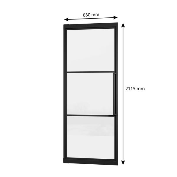 Loft Glastür 830x2115mm Klarglas Pivot Drehtür schwarz Komplettset mit Griffstange