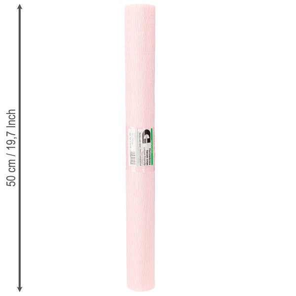 Rolle hellrosa Floristenkrepp aus Papier, Höhe 50 Zentimeter.