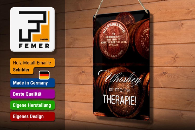 Blechschild Spruch 20x30cm Whiskey ist meine Therapie