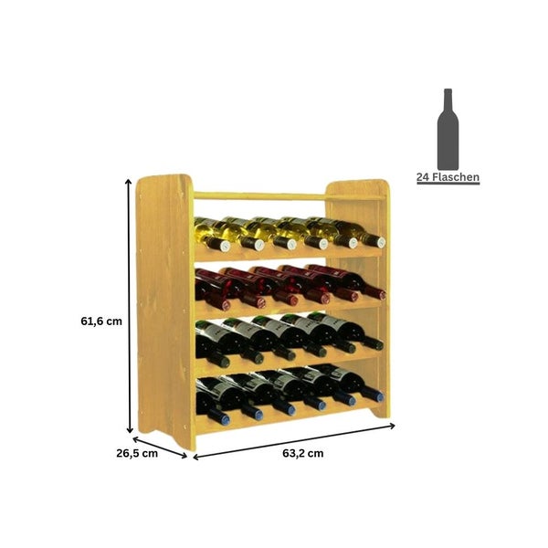 PROREGAL Weinregal Pinotwine C HxBxT 61,6 x 63,2 x 26,5 cm 24 Flaschen Massives Kiefernholz Rotbraun Geölt