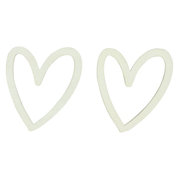 Zwei herzförmige Holzdekorationen