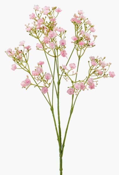 Künstlicher Schleierkraut-Zweig mit rosa Blüten und grünen Stielen.