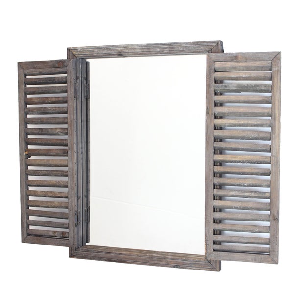 FRANK FLECHTWAREN | Holzspiegel Fenster, HOLZ, GLAS, 40 x 53 cm, Breite aufgeklappt 69 cm