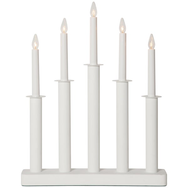 Weißer elektrischer Kerzenleuchter mit fünf Lichtern