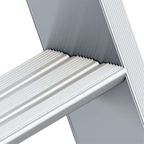Detailansicht einer Aluminiumleiter mit Stufen