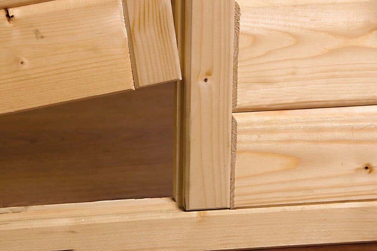 Finntherm Massivholz-Elementsauna Eva Gr. 2 aus Holz Innensauna mit 38 mm Wandstärke Saunakabine Infrarotsauna