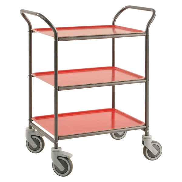 Servierwagen mit drei Ablageflächen und Rollen