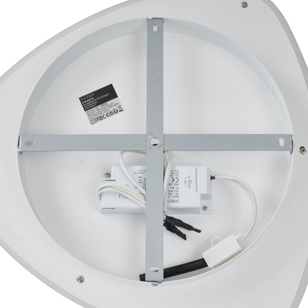 Rückseite einer Deckenleuchte mit LED-Technik und Montageelementen.