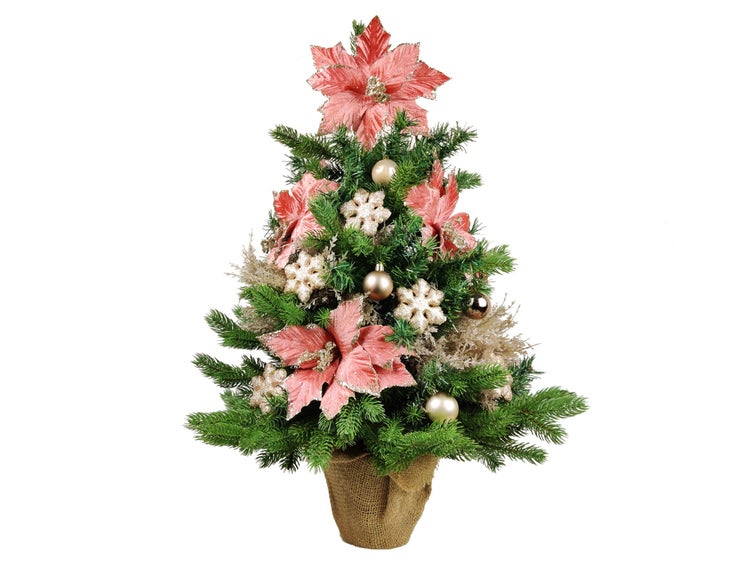 LAALU Geschmückter künstlicher Weihnachtsbaum POMPÉ FLAKE 60 cm mit LED-BELEUCHTUNG IM TOPF