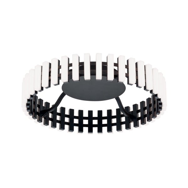 Detailaufnahme einer schwarzen Deckenleuchte mit modernen Designelementen