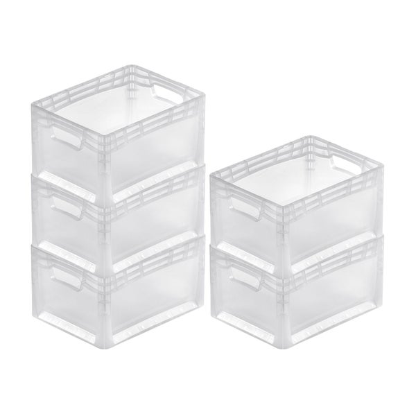 PROREGAL SparSet 5x Transparenter Eurobehälter LightLine mit Offenem Griff HxBxT 22 x 30 x 40 cm 2,4 Liter Eurobox Transportbox
