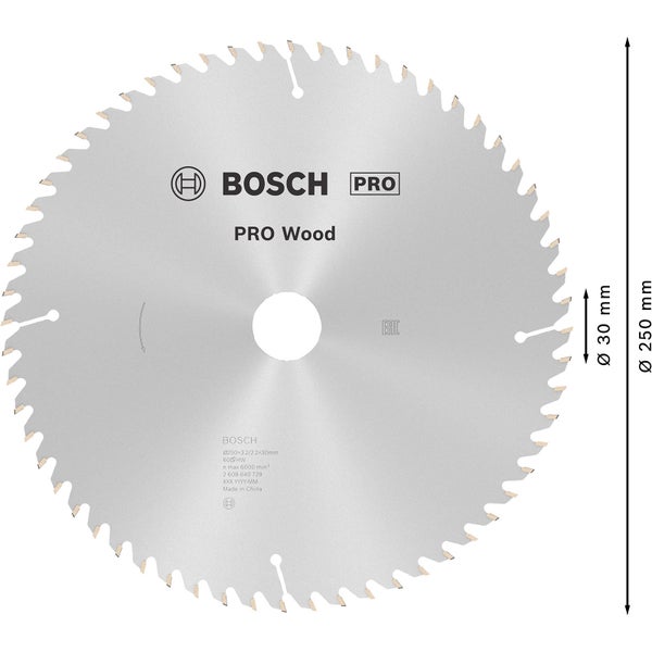 Bosch Pro Wood Kreissägeblatt mit 250 Millimeter Durchmesser