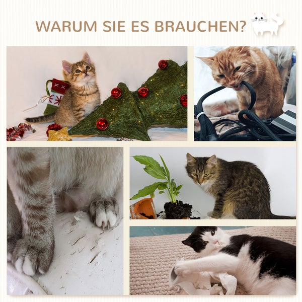 PawHut Katzen Kletterwand, 4-teilig, Katzenkletterwand, inkl. 1 x Sprungturm, 3 x Kratzbäume, Kletterwand Set, Kratzbaum mit Hängematte, Wandliege Katzen, Katzentreppe, Sisal, Beige+Cremeweiß