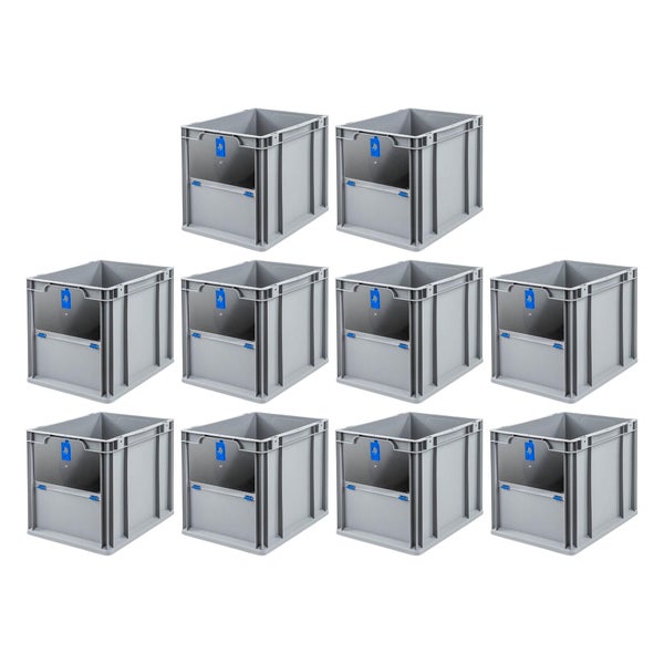 PROREGAL SparSet 10x Eurobox NextGen Insight Cover HxBxT 32 x 30 x 40 30 Liter Hoch/Blau Eurobehälter Transportbox