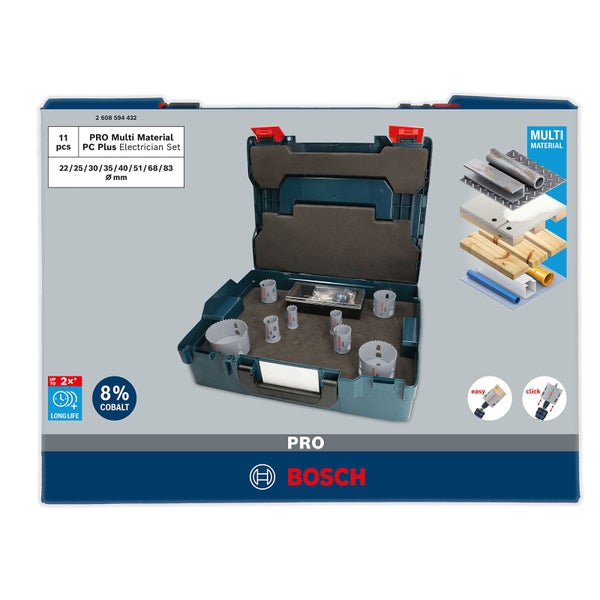 Bosch Lochsägenset Multi Material PC Plus Electrician Set, 11-teilig, im Koffer