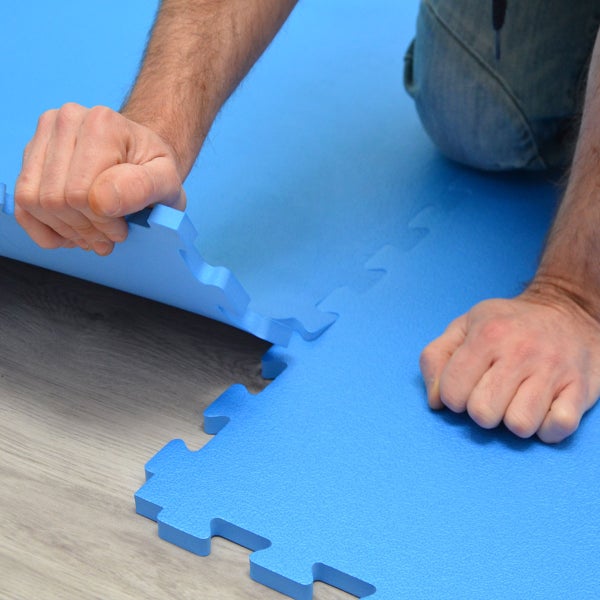180x180 XL Trainingsmatte mit Rand - 4er Set 90x90 Bodenmatte Blau