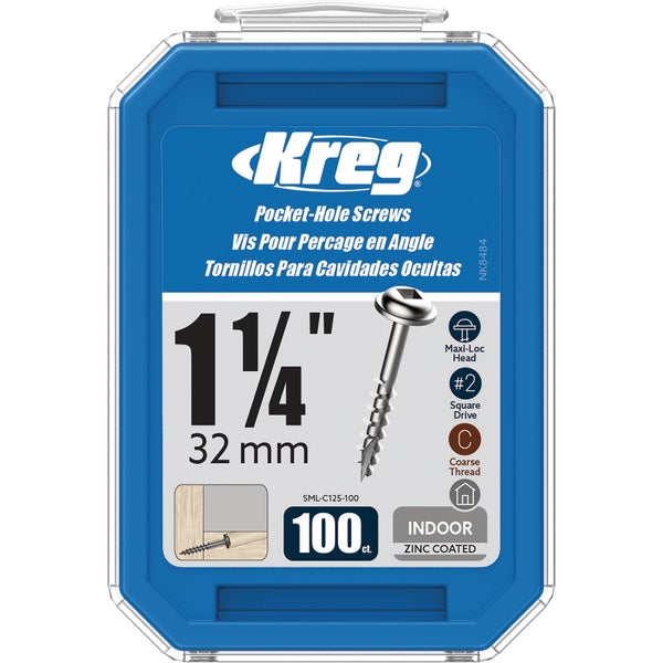 Kreg Pocket-Hole Schrauben 32 mm, Verzinkt, Maxi-Loc, Grobgewinde, 100 Stück