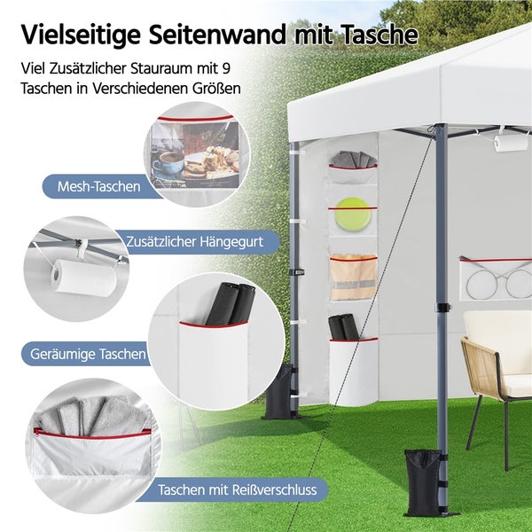 Vielseitige Seitenwand mit Taschen zur Aufbewahrung von Gegenständen für Pavillons