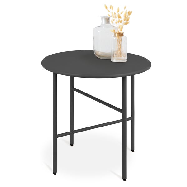 Beautissu Finn Beistelltisch Ø 44x46cm Schwarz Metall