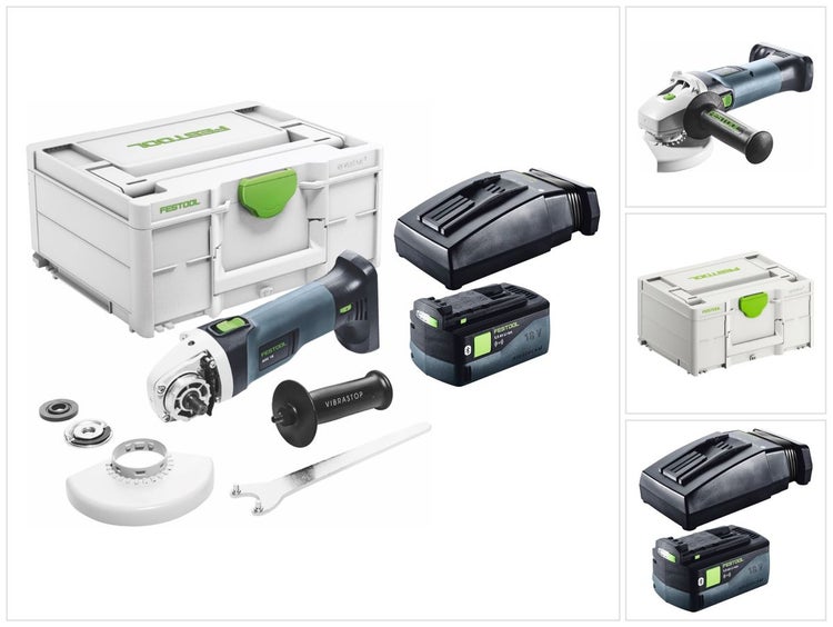 Festool AGC 18-125 EB-Basic Akku Winkelschleifer 18 V 125 mm Brushless + 1x Akku 5,0 Ah + Ladegerät + Systainer