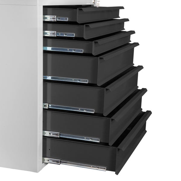 PROREGAL Schubladenschrank Kobra mit 7 Schubladen | HxBxT 90x70x43,5cm | Lichtgrau/Anthrazitgrau | Schubladenbox, Werkzeugschublade
