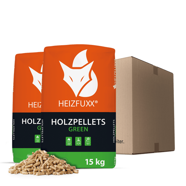 Heizfuxx Holzpellets Green 15kg x 2 Sack 30kg Pellets Im Papiersack Ökopellets Holzpellets Im Papiersack