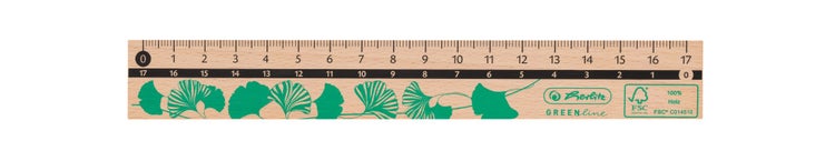 Herlitz Lineal 17cm GREENline aus Holz sortiert, 1 Stück