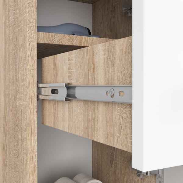 Detailansicht eines Schubladenauszugs aus Holz