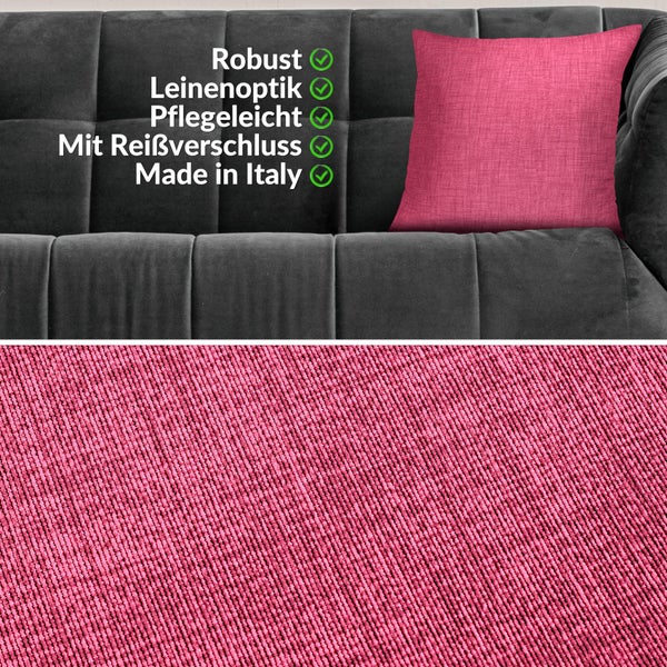Kissenhülle Fuchsia 40x40cm ohne Füllung Leinenoptik