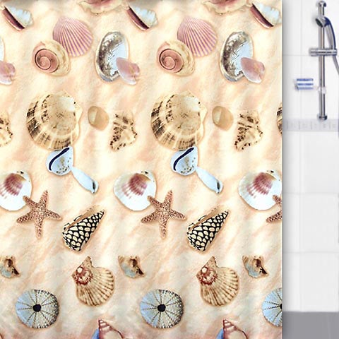 Duschvorhang mit Muschelmotiven für Badezimmer