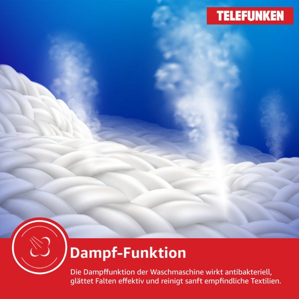 Telefunken Waschmaschine 10kg 1400 U/Min. Dampffunktion Auto-Dosierung Inverter Motor AquaStop W-10-1400-A-W