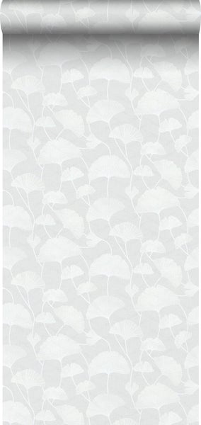 Borastapeter Tapete Ginkgoblätter Grau - 53 cm x 10.05 m - 660868