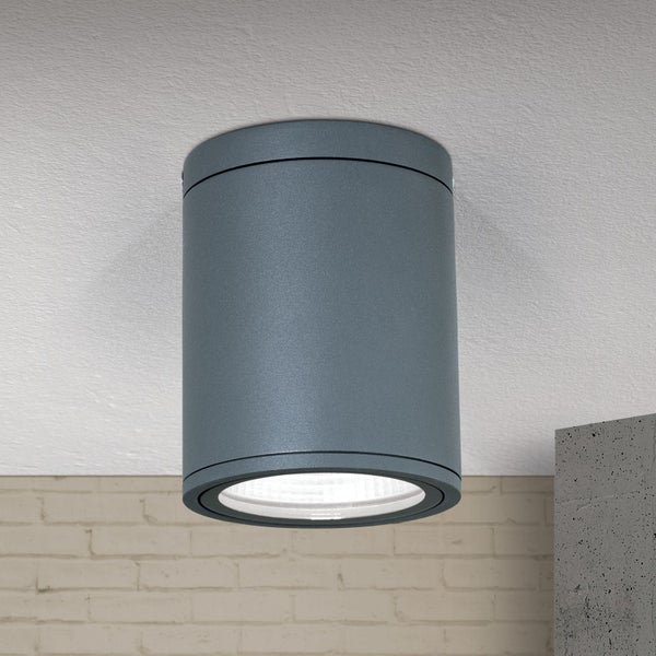 Moderne zylindrische Deckenleuchte für den Außenbereich, Downlight aus Metall.