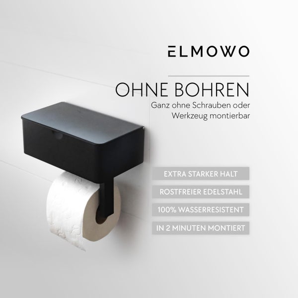 Toilettenpapierhalter aus rostfreiem Edelstahl zur Montage ohne Bohren mit Ablagefach für Bad
