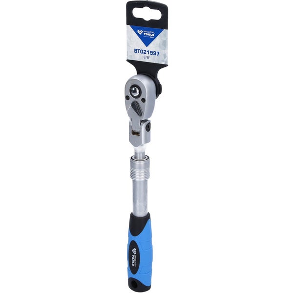 BRILLIANT TOOLS 3/8 Teleskop-Umschaltknarre mit flexibelem Kopf (250 - 350 mm) - BT021997