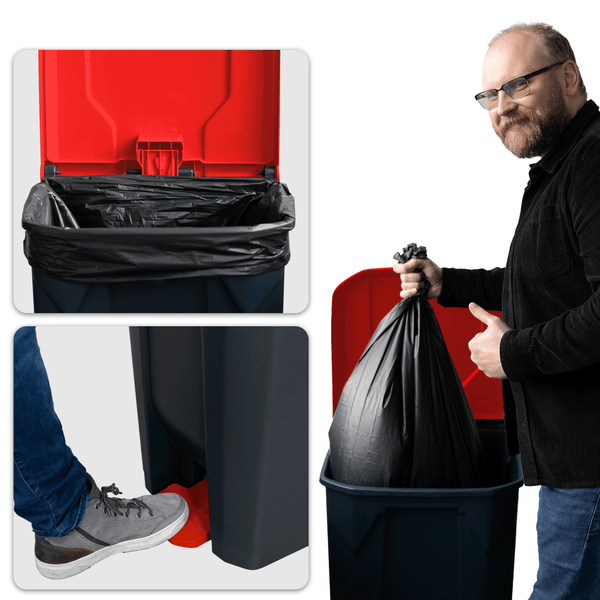 FLOORDIREKT Mülleimer Olaf Step-On Abfalleimer Tretmülleimer Universal Rot 100 Liter