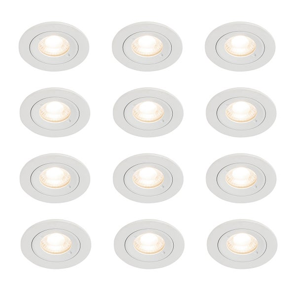 Set mit 12 weißen runden GU10 Einbauleuchten 50 mm IP44 - Xena