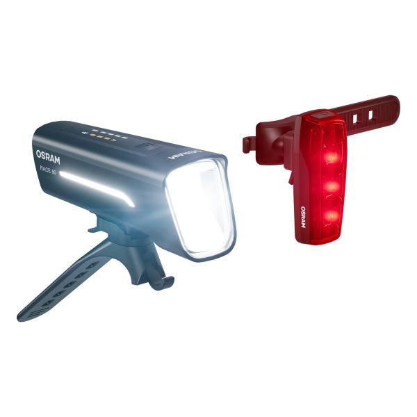 OSRAM Fahrradbeleuchtungsset Race 80 mit LED Frontleuchte und Rückleuchte inklusive Befestigung