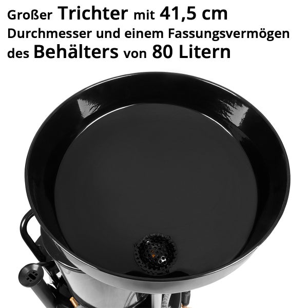 Großer Trichter mit 41,5 cm Durchmesser und 80 Liter Behältervolumen
