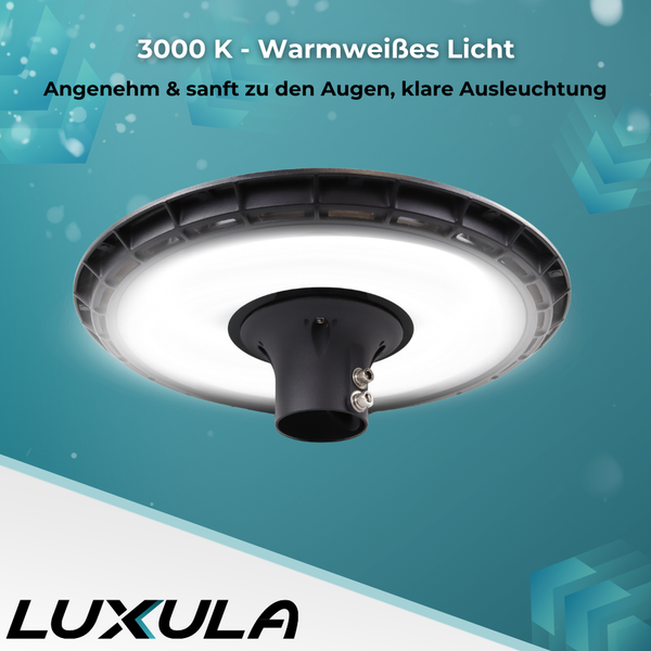 LUXULA Runde LED Straßenlampe 60W Straßenleuchte mit 6000lm IP65 Schutz Mastleuchte 3000K Warmweiß